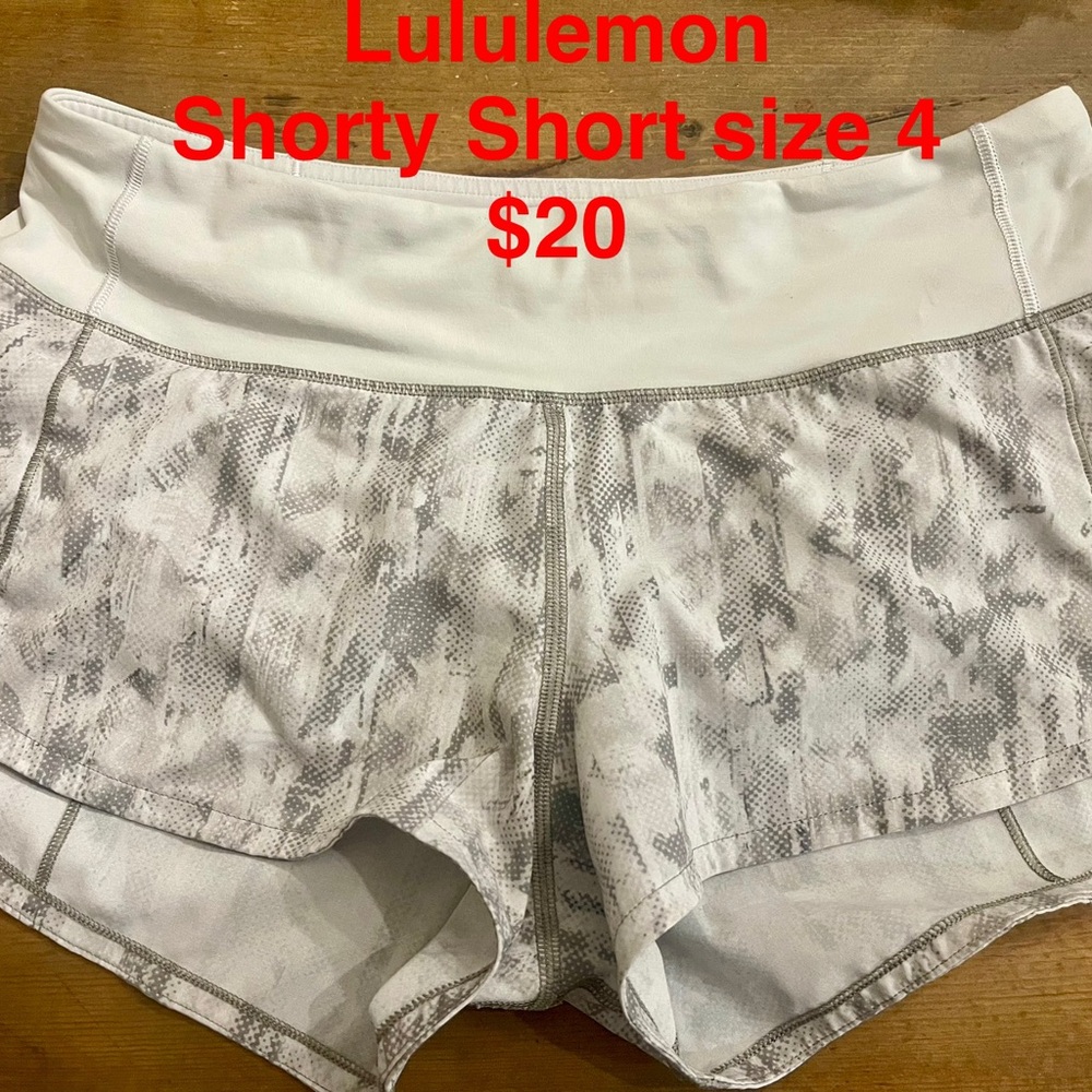 lululemon athletica Women's White and Gray Athletic Shorts